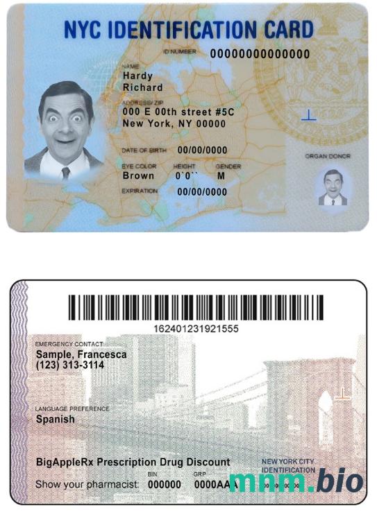 Szablon dowodu osobistego stanu Nowy Jork (USA) w PSD, w pełni edytowalny